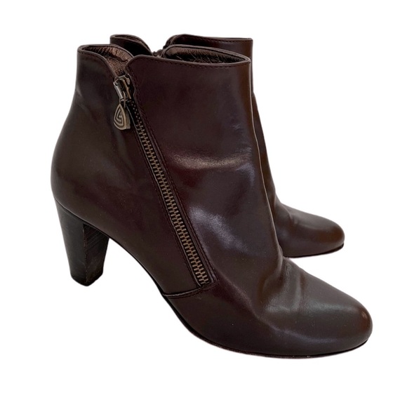 AGL Classic Brown Genuine Leather Ankle Boots Rounded Toe Heel 38.5 8.5 - Picture 5 of 13